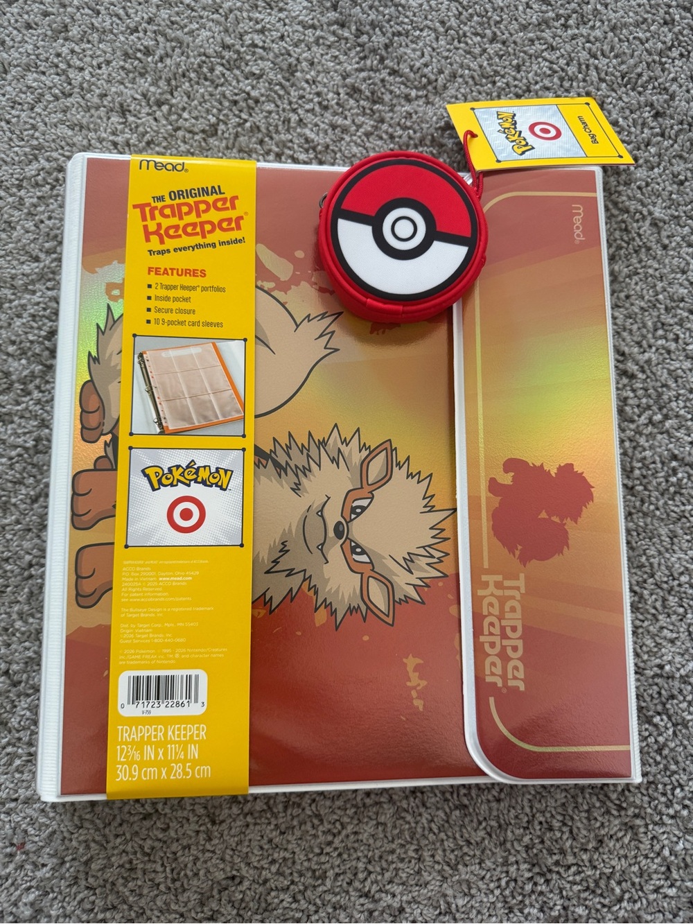 Mead 1" Pokémon Trapper Keeper Ring Binder Arcanine - Pokémon x Target BUNDLE